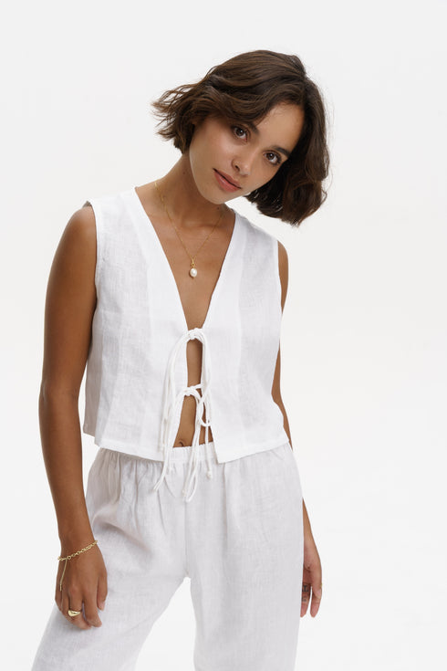 BASIC LINEN ELASTIC VEST